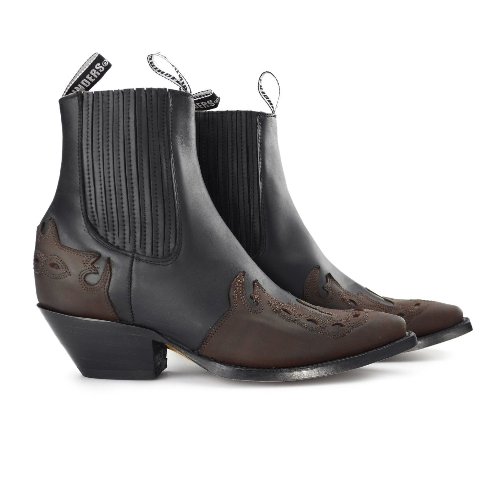 Grinders ARIZONA LO Black/Burgundy Unisex Leather Cuban Heel Casual