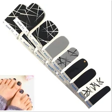 Jaysea Nails Pedicure Polish Wraps Color Black Line Street Nail Art Wraps - B4G1