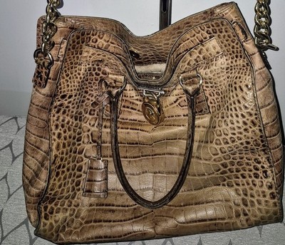 Michael Kors. MK. Hamilton Purse Bag Handbag Brown Alligator. EUC