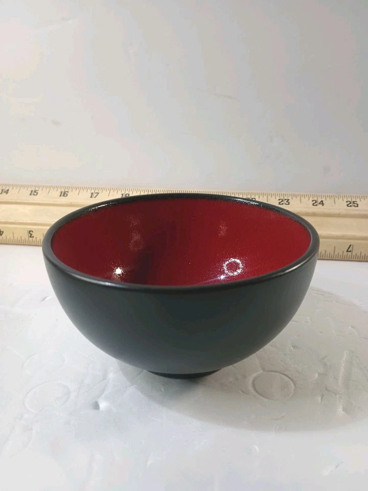 Oneida Sunset Gres Rojo Negro Redondo Pequeño Arroz Sopa Cereal Cuenco Redondo 5" Usado Foto 2 de 4