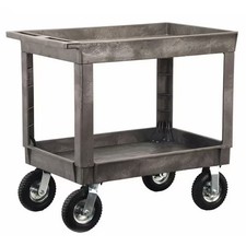 Utility Cart with Deep Lipped Plastic Shelves, Plastic, 500 lb Load Capacity, 2