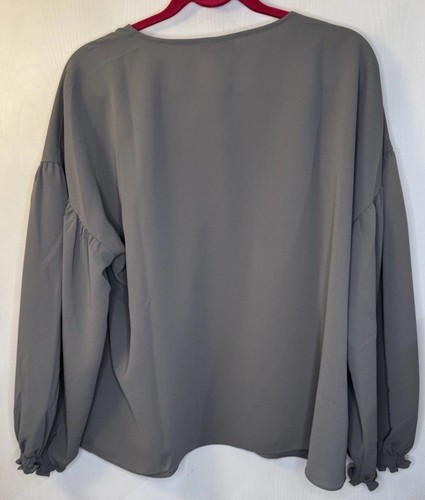 Alfani V-Neck Puff-Sleeve Blouse Gray Women’s Size XL Top MSRP $70 NEW - Picture 4 of 8