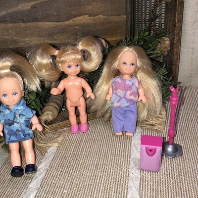 VTG Simba Toys STEFFI LOVE Evi's Baby Sister Kelly 4'' DOLL  clothes Lot 3 Dolls