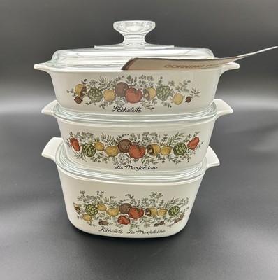 NWOB VTG Corning Ware Spice O Life Casserole Set 1 1.5 2 Qt Lids A-9-C Booklet 6