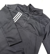 Adidas 3 Stripe 1/4 Zip Pullover Mens Medium Black Stand Up Collar