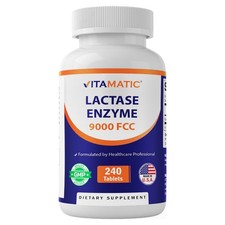 Vitamatic Lactase Enzyme 9000 FCC 240 Tablets - Lactose 240 Count Pack of 1 
