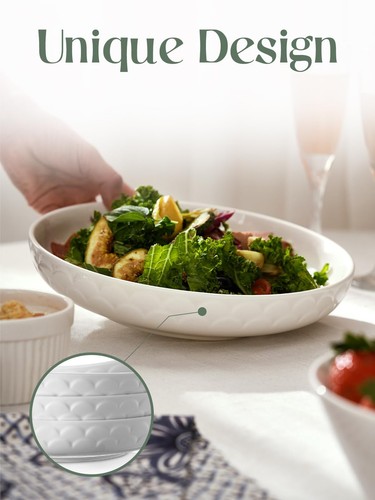 10'' Pasta Bowls Set of 4, 54 oz Large Salad Serving Bowls, Ceramic Plates Bo... - Picture 8 of 8