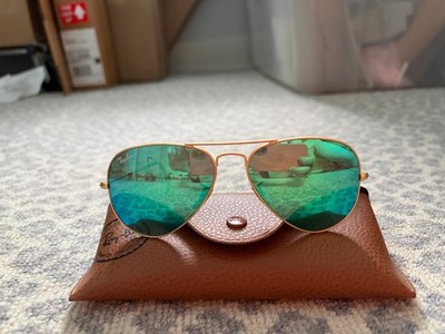 Ray Ban Reflective Green Blue Lenses Aviators 