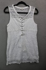 Miss Me White Lace Gauzy Dress-Size Large-Tie Front-Cottagecore-Feminine