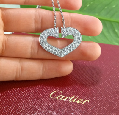 CARTIER C Heart Diamonds 18K White Gold Chain Necklace - N6522 | eBay