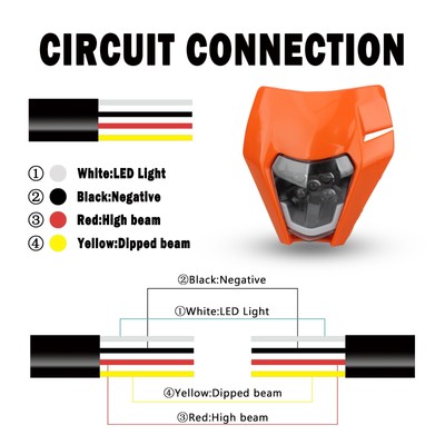 Motorcycle LED Headlight Plate Accessories Headlamp Fairing Dirt Bike Enduro