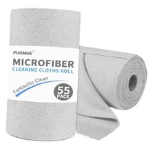 55 Pack Microfiber Cleaning Cloth Roll, Tear Away Reusable 9  X11  -55PK Grey