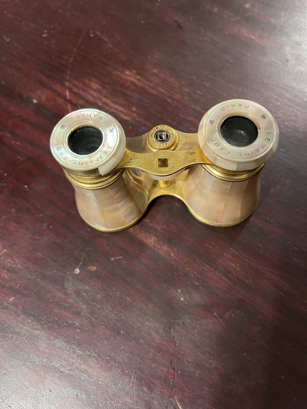 Lemaire Fab Paris Antique Mother of Pearl Opera Glasses Binoculars Brass Optical