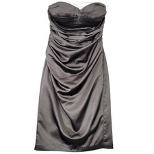 Express Black Dress Strapless Formal Midi Pleats Aline Lined Padded Women Size 2