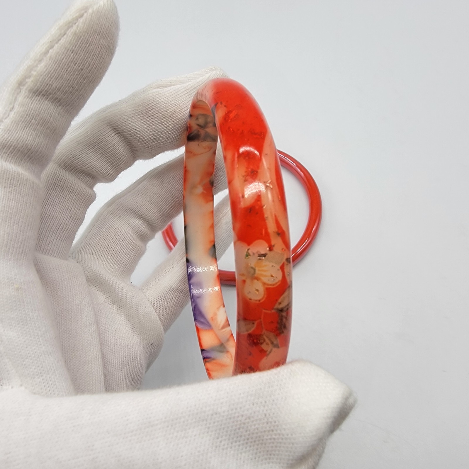 2Pc Vintage Orange Bangle Stackable Bracelet , Re… - image 10