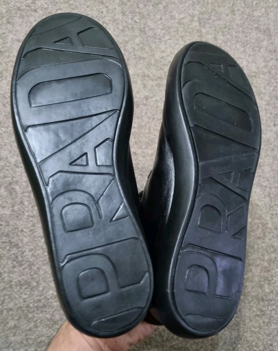 ​PRADA Milano Women Shoes Black Re-Nylon Polished Leather High Top Sneakers Sz 8 thumbnail 13