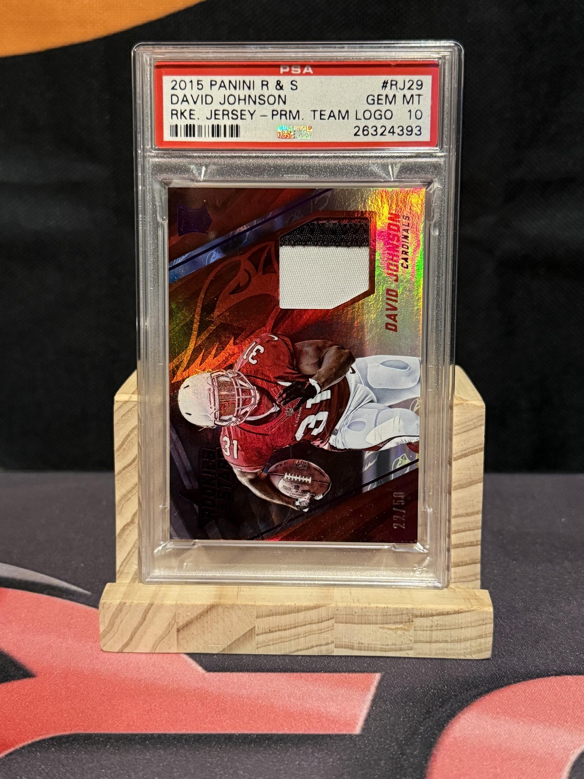 David Johnson Panini Rookies & Stars Rookie Jersey #RJ29 Prime Jersey Number Logo