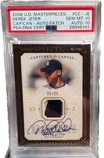 2008 UD Masterpieces Derek Jeter Auto Patch PSA 10/10 GEM MT 25/25 Yankees POP 1