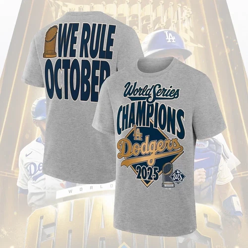 Dodgers World Champions We Rule October T Shirt Size S-5XL - product listing photo