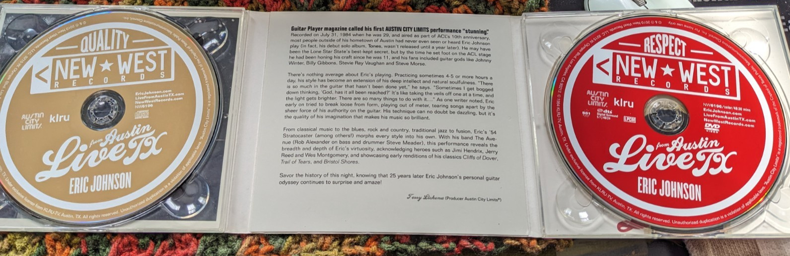 Eric Johnson Live from Austin TX '84 CD DVD set Austin City Limits (Signed)