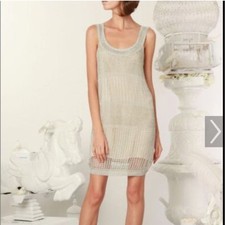 NWT Alice & Olivia Chambray Silver Metallic Tank Dress Size Small