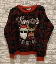 No Boundaries "Ugly Christmas Sweater" Santa's Bestie Size JR. XL 15-17 Spots