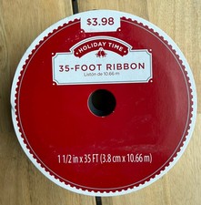 2 Rolls of Red Sparkle Ribbon 1 1/2 in x 35 FT SEALED NEW Holiday Time