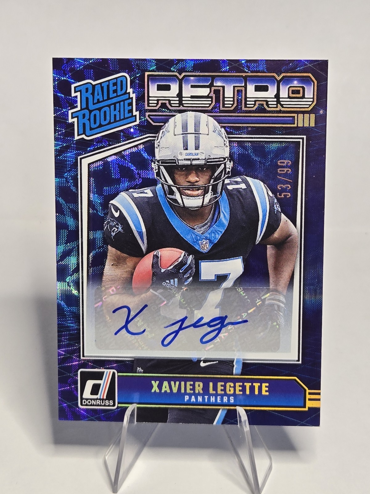 2024 Panini Donruss Xavier Legette Rated Rookie Retro Auto /99 RC #13 Panthers