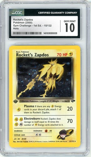 Rocket's Zapdos (1st Edition) graded CGC 10 for sale on eBay
