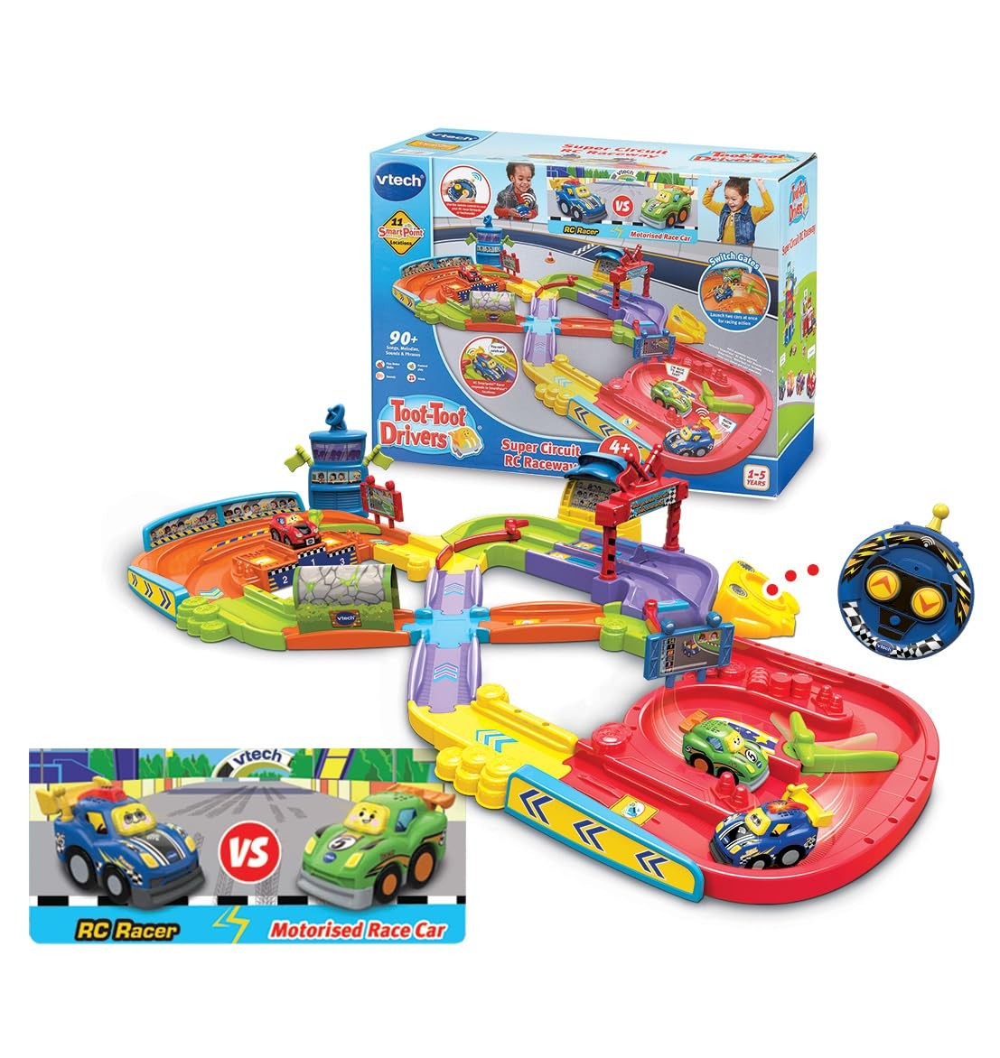 VTech Toot-Toot Drivers Super Circuit RC Raceway, Toy Car Playset with 2 Vehicle