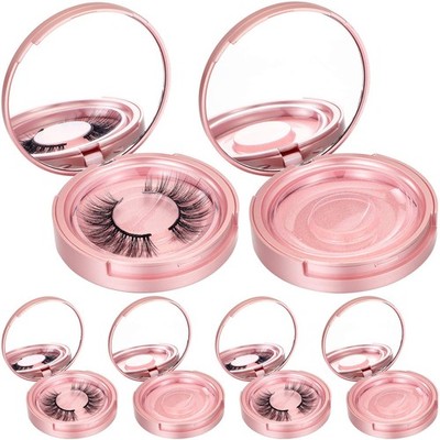 6 Pcs Eyelash Storage Box With Mirror, Circle Packaging Holder Case, Empty La...