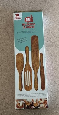Mad Hungry Spurtle 4pc Set Acacia Premium Wood Finish Cooking Utensils Non-Stick