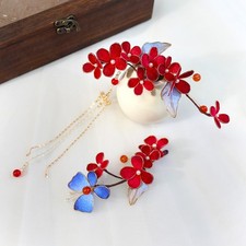 Handmade Fabric Flower Hair Clip Chinese Style Bridal Qipao Wedding Headpiece