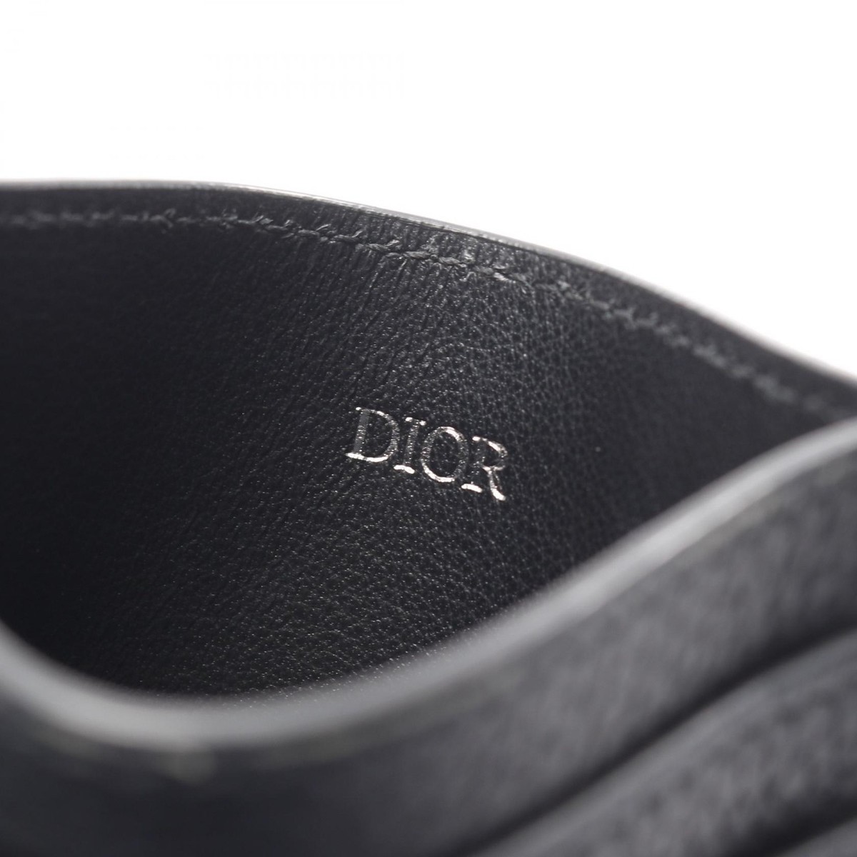 Christian Dior CD Icon Card Holder/ Card Case leather Black Used