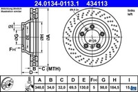 2X Bremsscheibe ATE 24.0134-0113.1 2 Bremsscheiben FüR Porsche