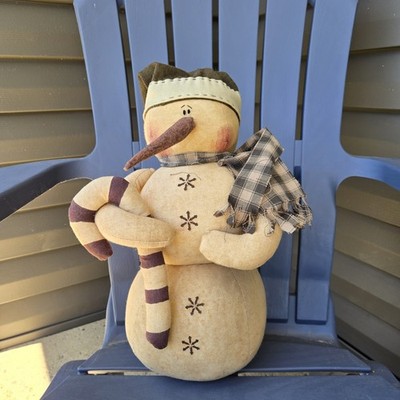 Honey And Me Primitive Snowman With Candy Cane Christmas