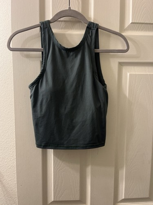 #ad #ad Women’s Green Athletic Crop Tank Top Built In Bra Workout Gym Yoga Small $12.99