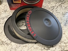 Proform 141-762 14 Classic Air Cleaner Kit Black Crinkle Chevrolet Red Logo