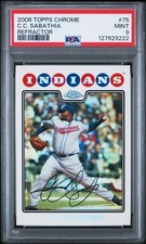 C.C. SABATHIA 2008 Topps Chrome REFRACTOR #75 PSA 9 MINT HOF POP 1^4