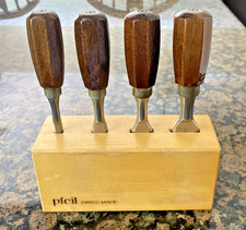 Set of 4 Pfeil Swiss Made Bevel Edge Butt Chisels- Wood Block 1/4, 1/2, 3/4, 1"