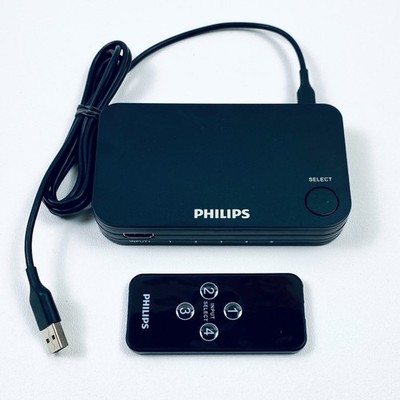 Philips HDMI Switcher/Switch 4k UHD 4 Port 2.0 w/ Remote (Black) SWV9484B/27