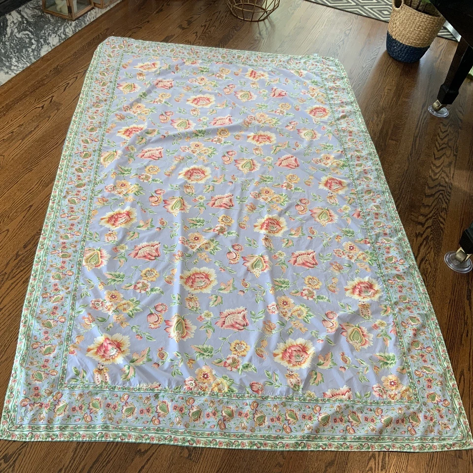 April Cornell Floral Tablecloth Purple Pink Cotton 56 X 94” Border Country - Image 2 of 4