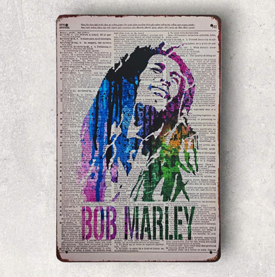 Bob Marley Metallschild mehrfarbig vertikal Musikmotiv Vintage Retro