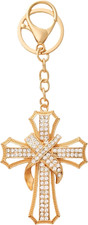 Cross Rhinestone Keychain Charm Pendant Purse Bag Cute Crystal Key Holder Key Ri