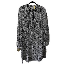 GAP Womens Long Sleeve Geometric Shift Dress Navy White Size XXL