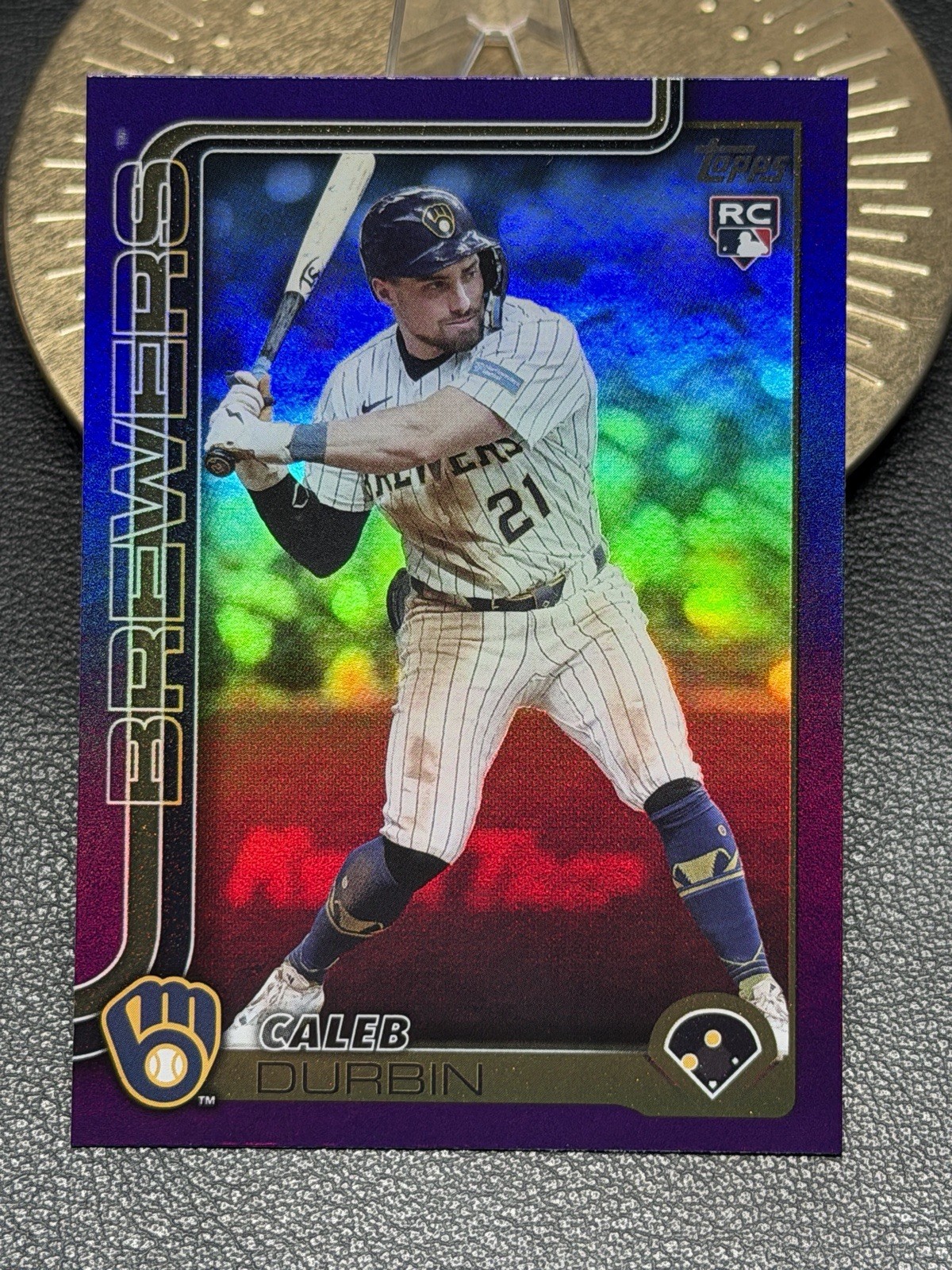 Caleb Durbin (RC) 2025 Topps Update Purple Rainbow Foil 072/250 #US-170 Brewers