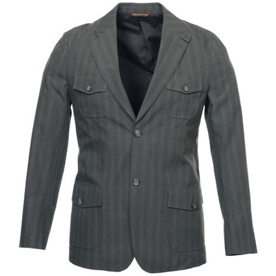 Perry Ellis Mens 2 Button Sport Coat Gargoyle Pinstripe Cotton Nylon Field Jacke