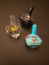 Studio Art Glass Dreidel Set of 3 Colorful Glass Hand Blown