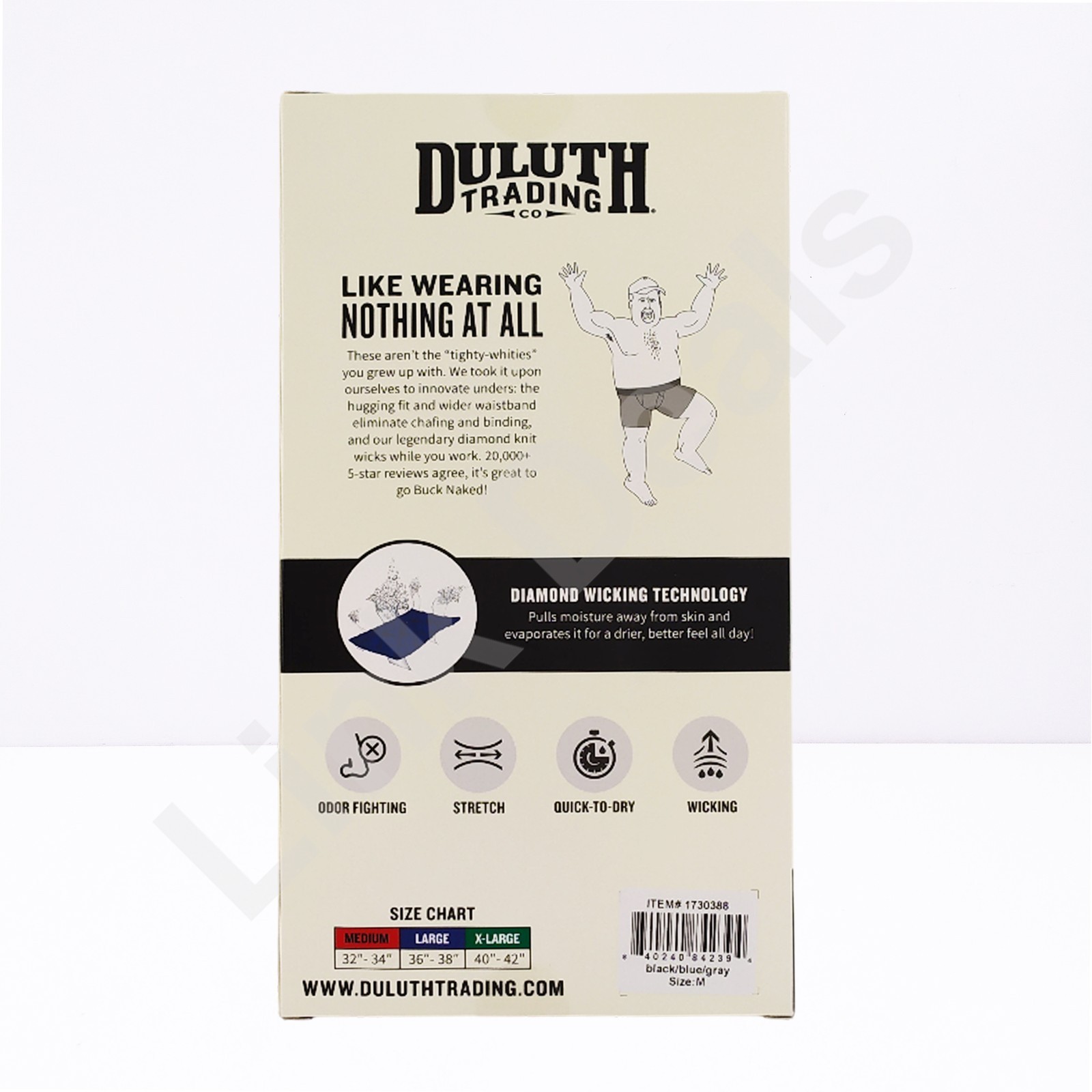 NEW Duluth Trading Buck Naked Boxer Brief Men's MEDIUM Blue Gray Black - 3 Pack