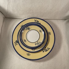 Spode Albony Design 4 Piece Yellow & Blue Floral Dinner Salad Bread Saucer Plate